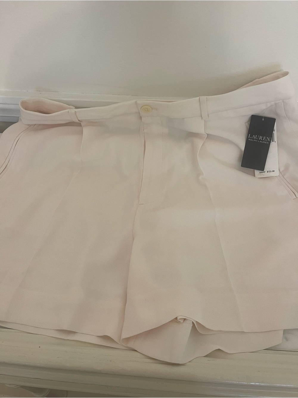 LAUREN Ralph Lauren Cream Tailored Pleated Women’s Shorts